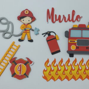 Arquivo de corte em camadas topo de bolo Bombeiro