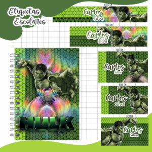 Arquivo de Corte Etiquetas Escolares Hulk