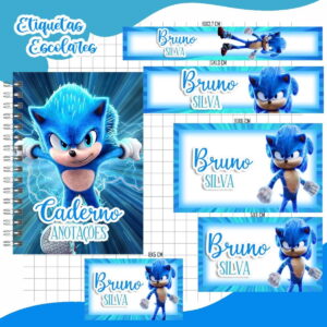 Arquivo de Corte Etiquetas Escolares Sonic