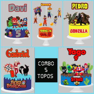 Arquivo de corte - Kit 5 topos de bolo