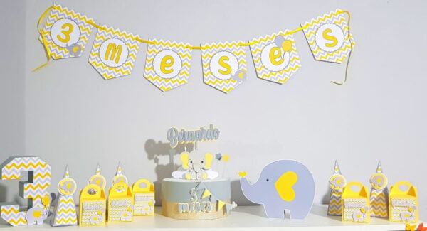 Arquivo de Corte Kit mesversário Elefante