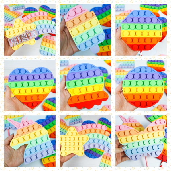 Arquivo de corte kit topo de bolo Pop It - Imagem 2