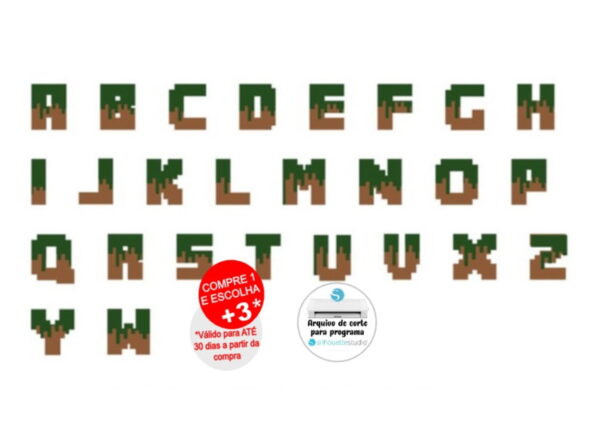 Arquivo de Corte Letras Alfabeto Minecraft