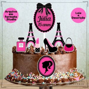 Arquivo de Corte p/ Silhouete Topo de Bolo Barbie Paris