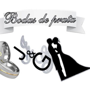 Arquivo de Corte Silhouette : Topo de Bolo Bodas de Prata.