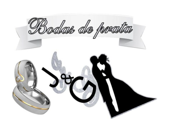 Arquivo de Corte Silhouette : Topo de Bolo Bodas de Prata.