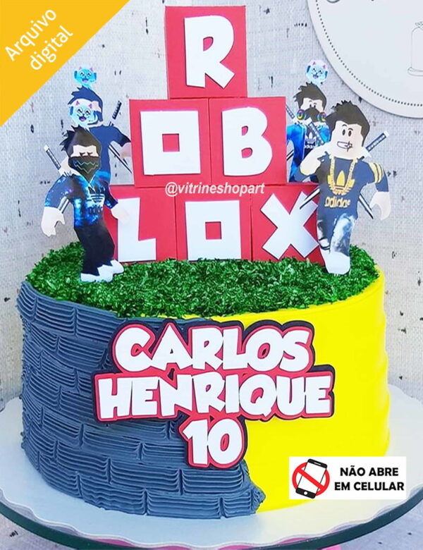 Arquivo de Corte Silhouette Topo de Bolo Roblox Caixinhas 3d