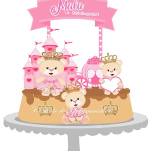 Arquivo de Corte Silhouette Ursa princesa-Topo para Bolo