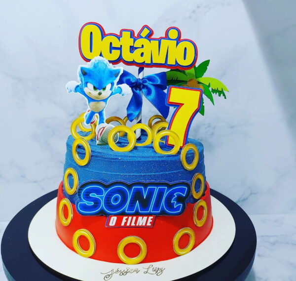 Kit com 5 arquivos de corte: 04-SONIC TOPO DE BOLO