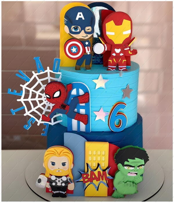 Arquivo de Corte - Topo de Bolo os Vingadores Cute (camadas)