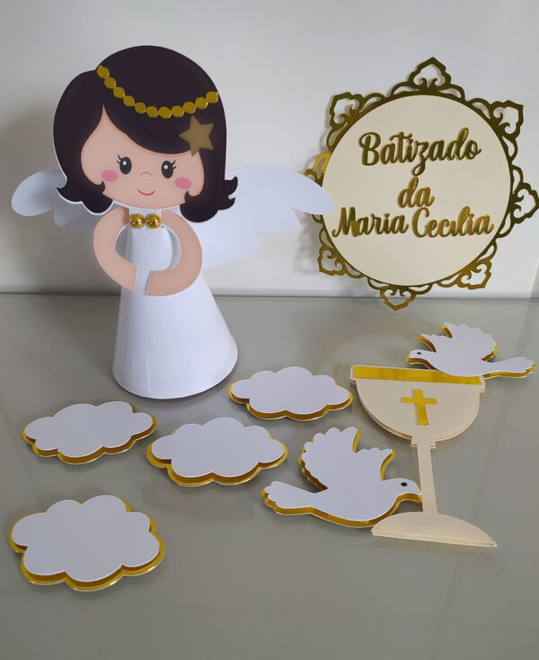 Arquivo de corte topo anjo batizado Maria Cecília+brinde