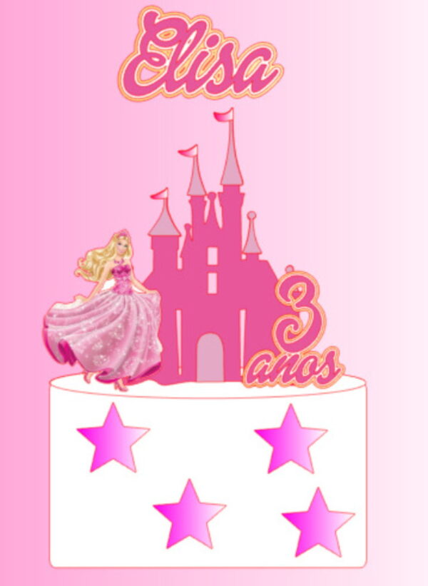 Arquivo de Corte - Topo Barbie com Castelo 3d