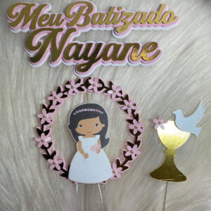Arquivo de Corte Topo de Bolo Batizado Menina