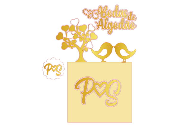 Arquivo de Corte Topo Bolo Bodas de Algodão Studio
