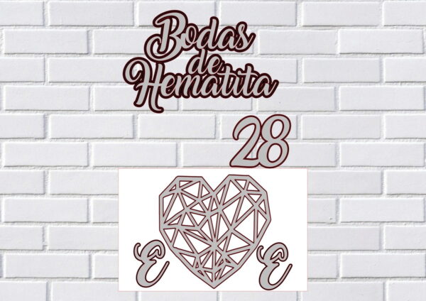 Arquivo de Corte Topo Bolo Bodas de Hematitas Studio