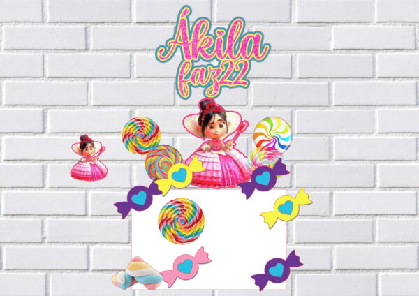 Arquivo de Corte Topo Bolo Princesa Vanellope Studio 001
