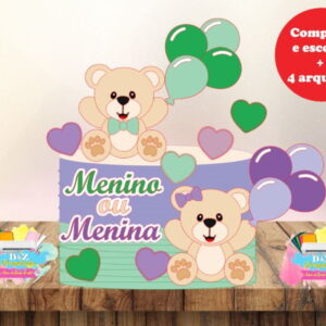 Arquivo Corte -topo Chá Revelação Ursinhos (camadas)-cod-873