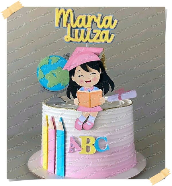Arquivo de Corte Topo de Bolo Abc Formatura Menina