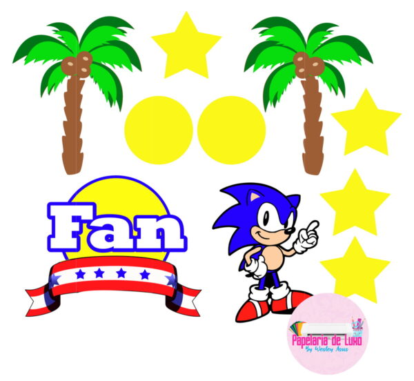 Arquivo de corte Topo de Bolo 3D Sonic