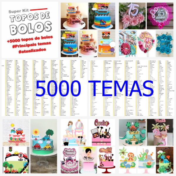 Arquivo de Corte Topo de Bolo 5000 Temas
