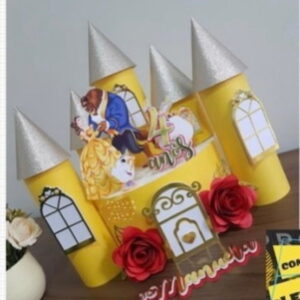 Arquivo de Corte Topo de Bolo a Bela e a Fera Castelo 3d
