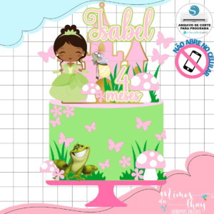 Arquivo de Corte: Topo de Bolo a Princesa e o Sapo Cute 002