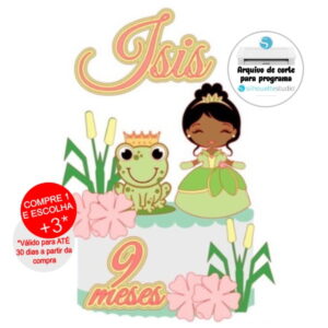 Arquivo de Corte Topo de Bolo a Princesa e o Sapo - Tiana