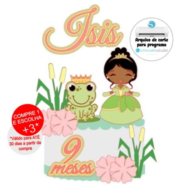 Arquivo de Corte Topo de Bolo a Princesa e o Sapo - Tiana