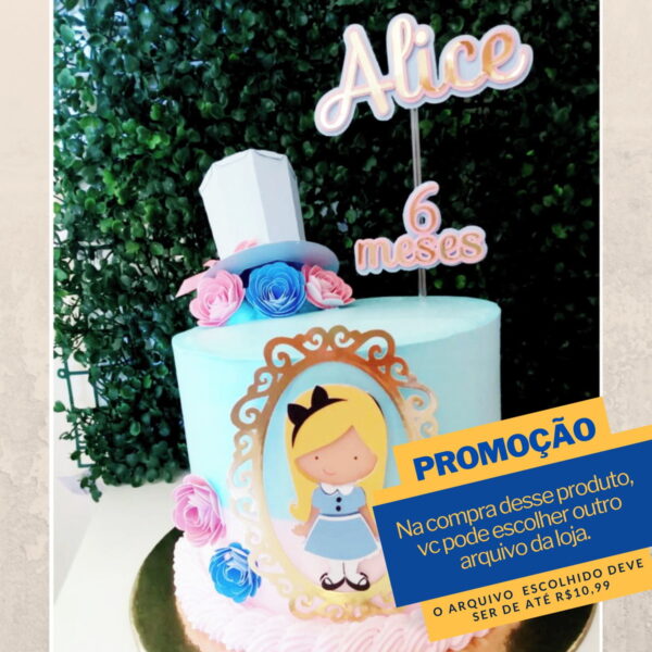Arquivo de Corte Topo de Bolo Alice -002