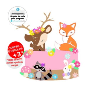 Arquivo de Corte Topo de Bolo Animais Bosque