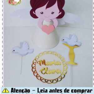 ARQUIVO DE CORTE - TOPO DE BOLO ANJINHA 3D BATISMO 048