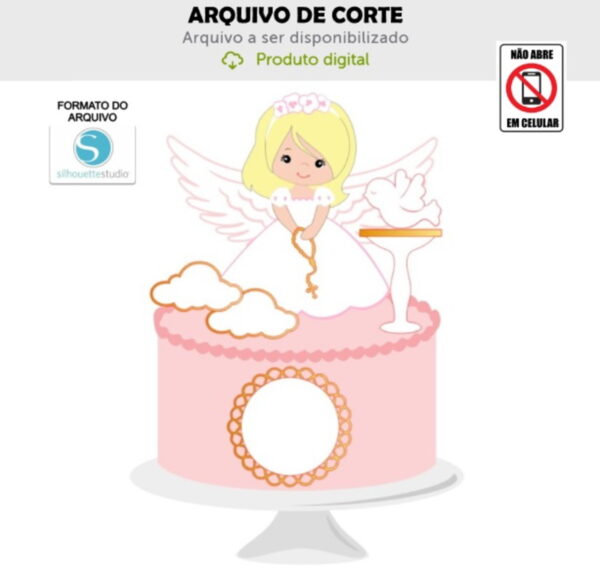 Arquivo de Corte Topo de Bolo Anjinha Batizado