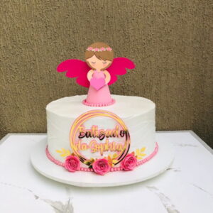 Arquivo de Corte Topo de Bolo Anjinha Batizado Pink