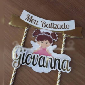 Arquivo de Corte Topo de Bolo Anjinha Batizado Studio #5719