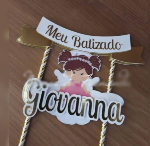Arquivo de Corte Topo de Bolo Anjinha Batizado Studio #5719