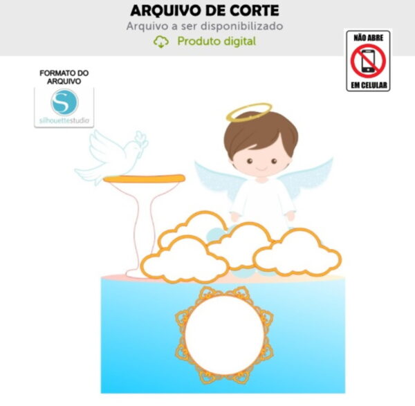 Arquivo de Corte Topo de Bolo Anjinho Batizado