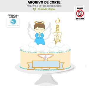 Arquivo de Corte Topo de Bolo Anjo Batizado Menino