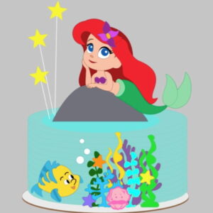 Arquivo de Corte Topo de Bolo Ariel Cute em Camadas