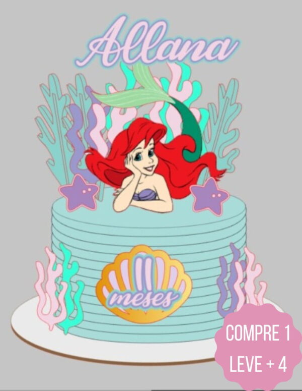 Arquivo de Corte Topo de Bolo Ariel Pequena Sereia
