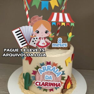 Arquivo de Corte - Topo de Bolo Arraiá Menina