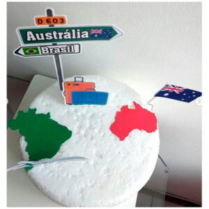 Arquivo de Corte Topo de bolo Austrália e Kit Viagem