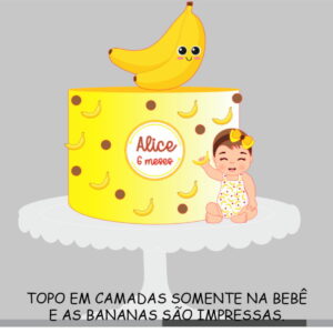 Arquivo de Corte Topo de Bolo Banana Menina Bebê + Brinde