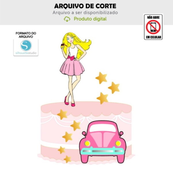 Arquivo de Corte Topo de Bolo Barbie