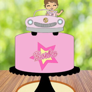 Arquivo de Corte Topo de Bolo Barbie Baby Carro