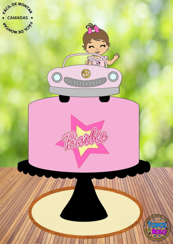Arquivo de Corte Topo de Bolo Barbie Baby Carro