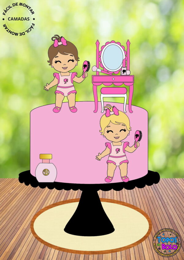Arquivo de Corte Topo de Bolo Barbie Baby Penteadeira
