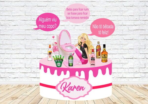 Arquivo de Corte Topo de Bolo Barbie Bêbada 004 Studio
