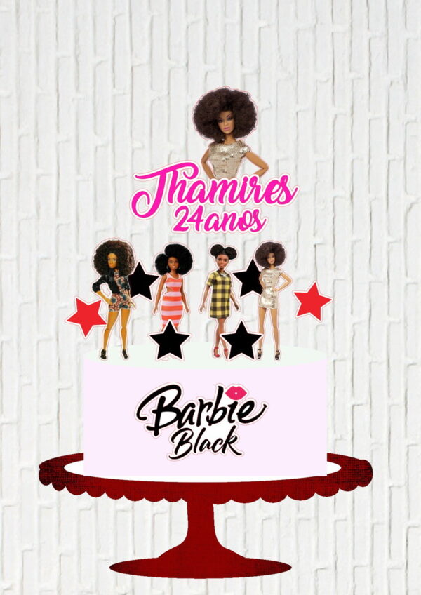 Arquivo de Corte Topo de Bolo Barbie Black - Image 2
