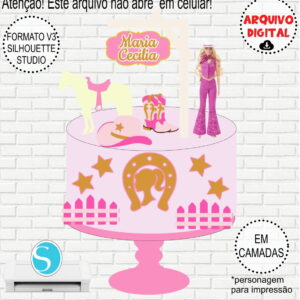 Arquivo de Corte Topo de Bolo Barbie Boiadeira #883