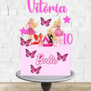 Arquivo de Corte Topo de Bolo Barbie Borboletas